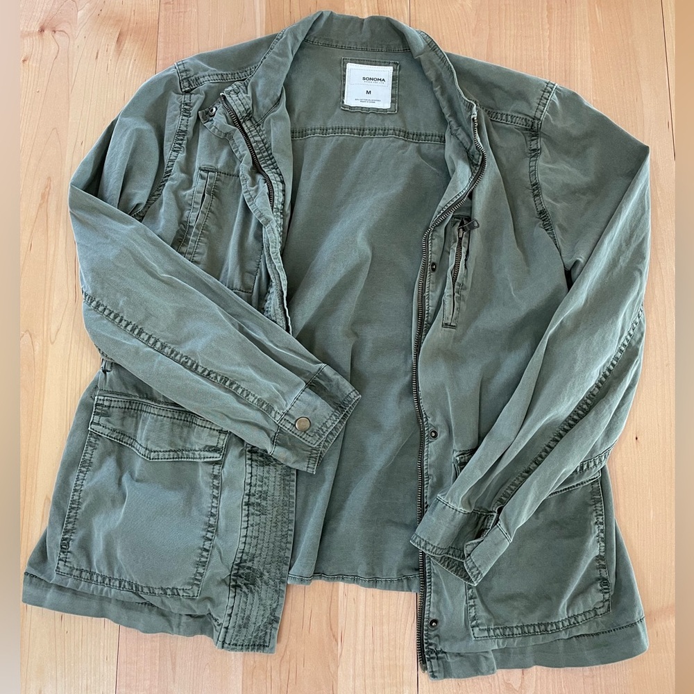Sonoma Olive Utility Jacket with Multiple Pockets